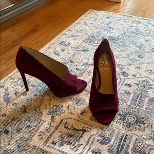 Vince Camuto Deep Red Peep-Toe Heels